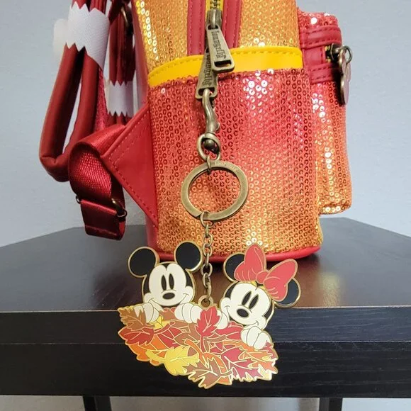 Loungefly Disney Fall Sequin Minnie Mouse Ombre Mini Backpack and wallet - Picture 3 of 9